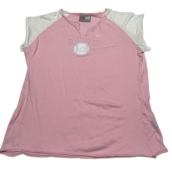 Pink and White Nike Cincinnati Reds Short Sleeve Baseball Tee - Picture 1 of 6